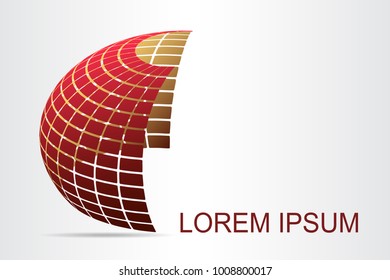 Logo stylized spherical surface with abstract shapes. This logo is suitable for global company, world technologies, media and publicity agencies 