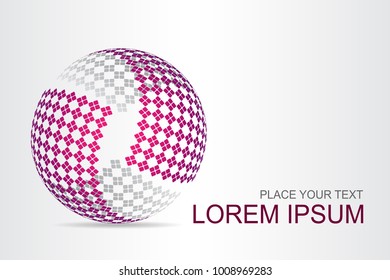 Logo stylized spherical surface with abstract shapes. This logo is suitable for global company, world technologies, media and publicity agencies 
