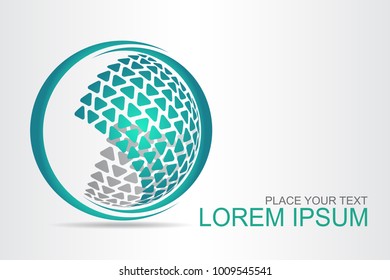 Logo stylized spherical surface with abstract shapes. This logo is suitable for global company, world technologies, media and publicity agencies 