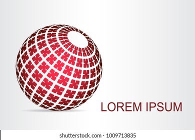 Logo stylized spherical surface with abstract shapes. This logo is suitable for global company, world technologies, media and publicity agencies 
