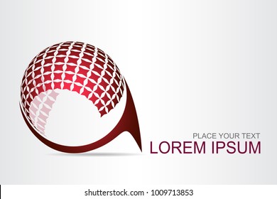 Logo stylized spherical surface with abstract shapes. This logo is suitable for global company, world technologies, media and publicity agencies 