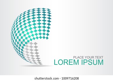 Logo stylized spherical surface with abstract shapes. This logo is suitable for global company, world technologies, media and publicity agencies 