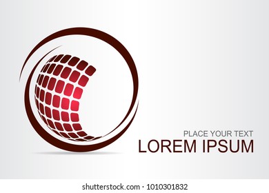 Logo stylized spherical surface with abstract shapes. This logo is suitable for global company, world technologies, media and publicity agencies 