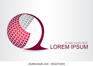 Logo stylized spherical surface with abstract shapes. This logo is suitable for global company, world technologies, media and publicity agencies 