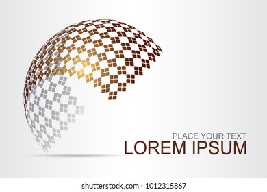 Logo stylized spherical surface with abstract shapes. This logo is suitable for global company, world technologies, media and publicity agencies 