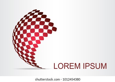 Logo stylized spherical surface with abstract shapes. This logo is suitable for global company, world technologies, media and publicity agencies 