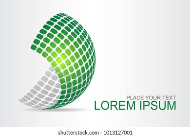 Logo stylized spherical surface with abstract shapes. This logo is suitable for global company, world technologies, media and publicity agencies 