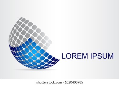 Logo stylized spherical surface with abstract shapes. This logo is suitable for global company, world technologies, media and publicity agencies 
