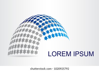 Logo stylized spherical surface with abstract shapes. This logo is suitable for global company, world technologies, media and publicity agencies 
