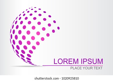 Logo stylized spherical surface with abstract shapes. This logo is suitable for global company, world technologies, media and publicity agencies 