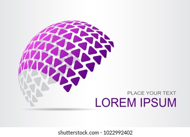 Logo stylized spherical surface with abstract shapes. This logo is suitable for global company, world technologies, media and publicity agencies 