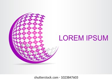 Logo stylized spherical surface with abstract shapes. This logo is suitable for global company, world technologies, media and publicity agencies 