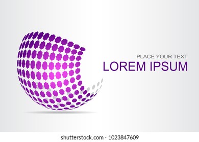 Logo stylized spherical surface with abstract shapes. This logo is suitable for global company, world technologies, media and publicity agencies 