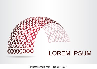 Logo stylized spherical surface with abstract shapes. This logo is suitable for global company, world technologies, media and publicity agencies 
