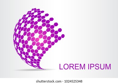 Logo stylized spherical surface with abstract shapes. This logo is suitable for global company, world technologies, media and publicity agencies 