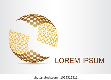 Logo stylized spherical surface with abstract shapes. This logo is suitable for global company, world technologies, media and publicity agencies 