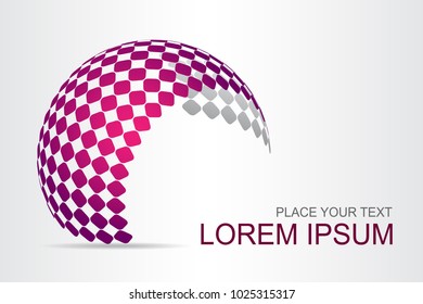Logo stylized spherical surface with abstract shapes. This logo is suitable for global company, world technologies, media and publicity agencies 