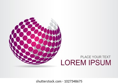 Logo stylized spherical surface with abstract shapes. This logo is suitable for global company, world technologies, media and publicity agencies 