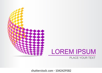 Logo stylized spherical surface with abstract shapes. This logo is suitable for global company, world technologies, media and publicity agencies 