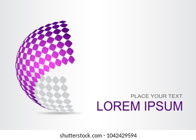 Logo stylized spherical surface with abstract shapes. This logo is suitable for global company, world technologies, media and publicity agencies 