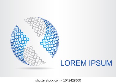 Logo stylized spherical surface with abstract shapes. This logo is suitable for global company, world technologies, media and publicity agencies 