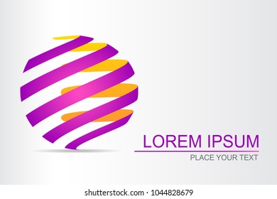 Logo stylized spherical surface with abstract shapes. This logo is suitable for global company, world technologies, media and publicity agencies 