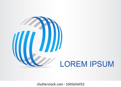 Logo stylized spherical surface with abstract shapes. This logo is suitable for global company, world technologies, media and publicity agencies 