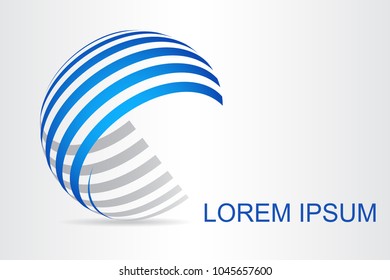 Logo stylized spherical surface with abstract shapes. This logo is suitable for global company, world technologies, media and publicity agencies 