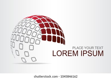 Logo stylized spherical surface with abstract shapes. This logo is suitable for global company, world technologies, media and publicity agencies 