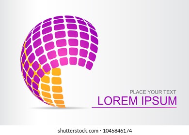 Logo stylized spherical surface with abstract shapes. This logo is suitable for global company, world technologies, media and publicity agencies 