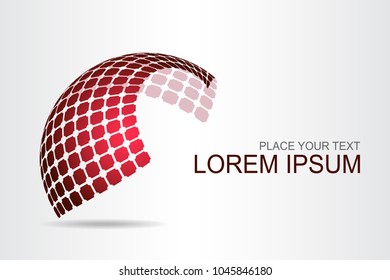 Logo stylized spherical surface with abstract shapes. This logo is suitable for global company, world technologies, media and publicity agencies 