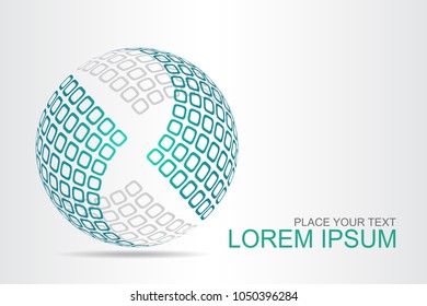 Logo stylized spherical surface with abstract shapes. This logo is suitable for global company, world technologies, media and publicity agencies 