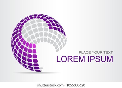 Logo stylized spherical surface with abstract shapes. This logo is suitable for global company, world technologies, media and publicity agencies 