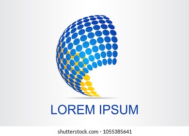 Logo stylized spherical surface with abstract shapes. This logo is suitable for global company, world technologies, media and publicity agencies 
