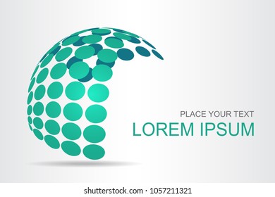 Logo stylized spherical surface with abstract shapes. This logo is suitable for global company, world technologies, media and publicity agencies 