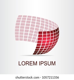Logo stylized spherical surface with abstract shapes. This logo is suitable for global company, world technologies, media and publicity agencies 