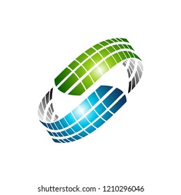 Logo stylized spherical surface with abstract shapes. This logo is suitable for global company, world technologies and media and publicity agencies
