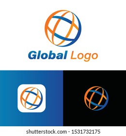 Logo stylized spherical surface with abstract shapes. This logo is suitable for global company, world technologies, media and publicity agencies