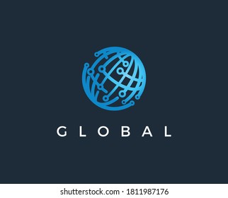 Logo stylized spherical surface with abstract shapes. This logo is suitable for global company, world technologies, media and publicity agencies 