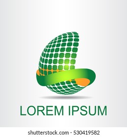 Logo stylized spherical surface with abstract shapes. This logo is suitable for global company, world technologies and media and publicity agencies 