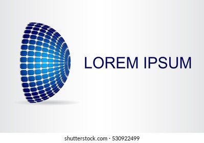 Logo stylized spherical surface with abstract shapes. This logo is suitable for global company, world technologies and media and publicity agencies 