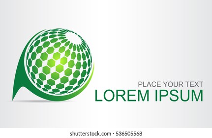 Logo stylized spherical surface with abstract shapes. This logo is suitable for global company, world technologies and media and publicity agencies 