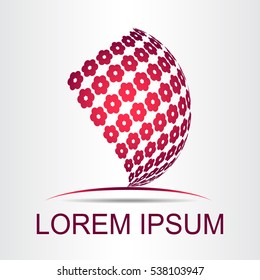 Logo stylized spherical surface with abstract shapes. This logo is suitable for global company, world technologies and media and publicity agencies 
