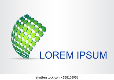 Logo stylized spherical surface with abstract shapes. This logo is suitable for global company, world technologies and media and publicity agencies 