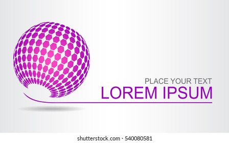 Logo stylized spherical surface with abstract shapes. This logo is suitable for global company, world technologies and media and publicity agencies 