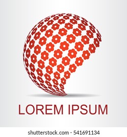 Logo stylized spherical surface with abstract shapes. This logo is suitable for global company, world technologies and media and publicity agencies 
