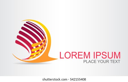 Logo stylized spherical surface with abstract shapes. This logo is suitable for global company, world technologies and media and publicity agencies 