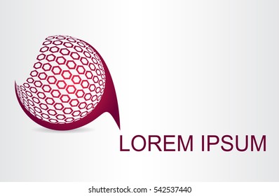 Logo stylized spherical surface with abstract shapes. This logo is suitable for global company, world technologies and media and publicity agencies 