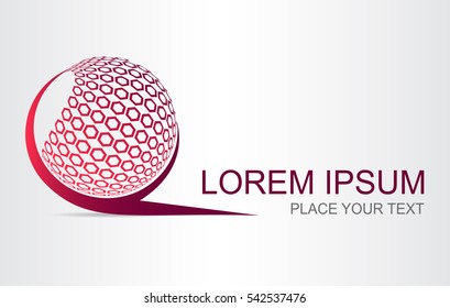 Logo stylized spherical surface with abstract shapes. This logo is suitable for global company, world technologies and media and publicity agencies 