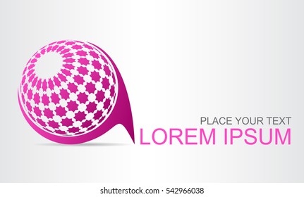 Logo stylized spherical surface with abstract shapes. This logo is suitable for global company, world technologies and media and publicity agencies 